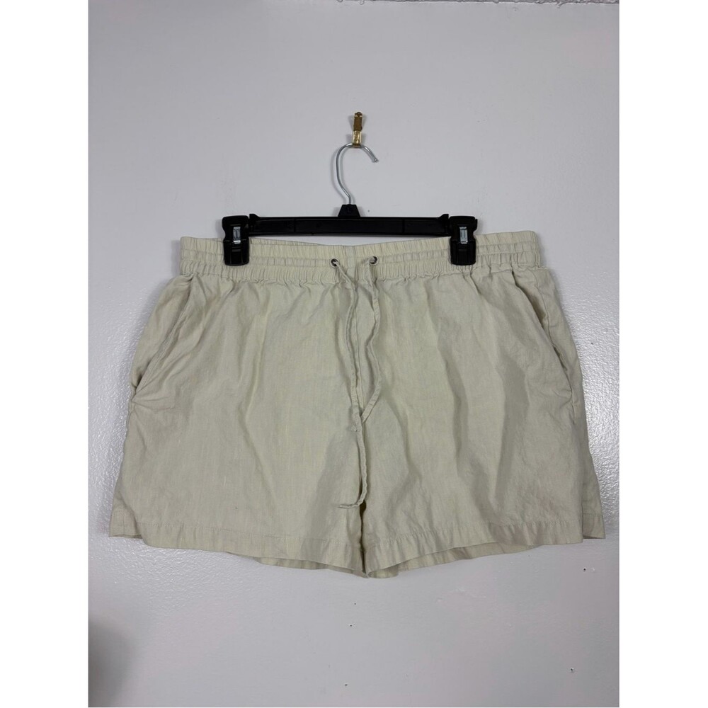 Theory linen blend pull on drawstring Shorts sz L